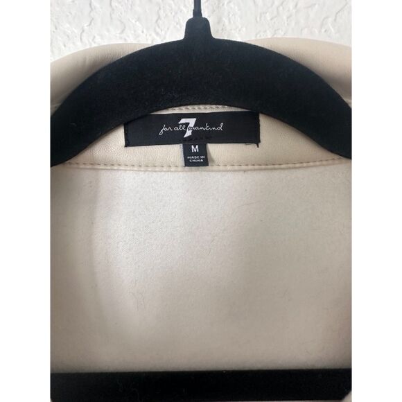 7 For All Mankind Cream Vegan Leather Button Down Shirt Dress Medium - Picture 5 of 7